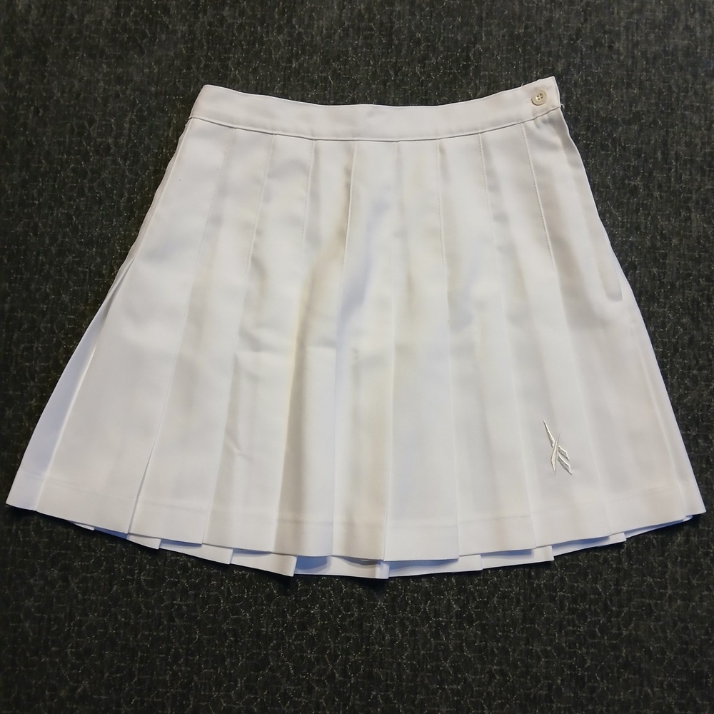 Vintage Reebok White Pleated Tennis Skirt Womens Size 8 Mini Skort Twill Sporty